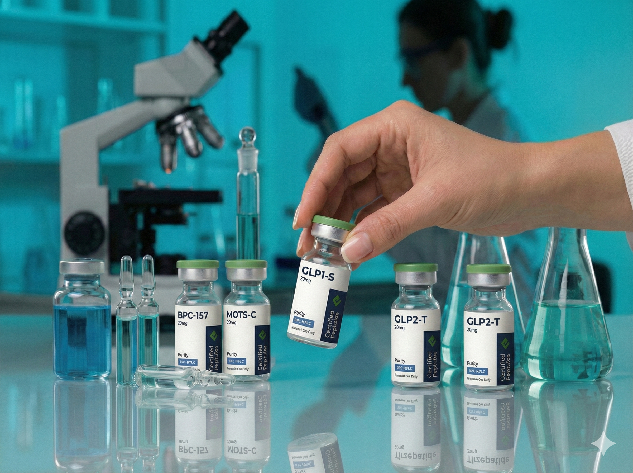 Foto de pruebas de laboratorio con viales y equipo