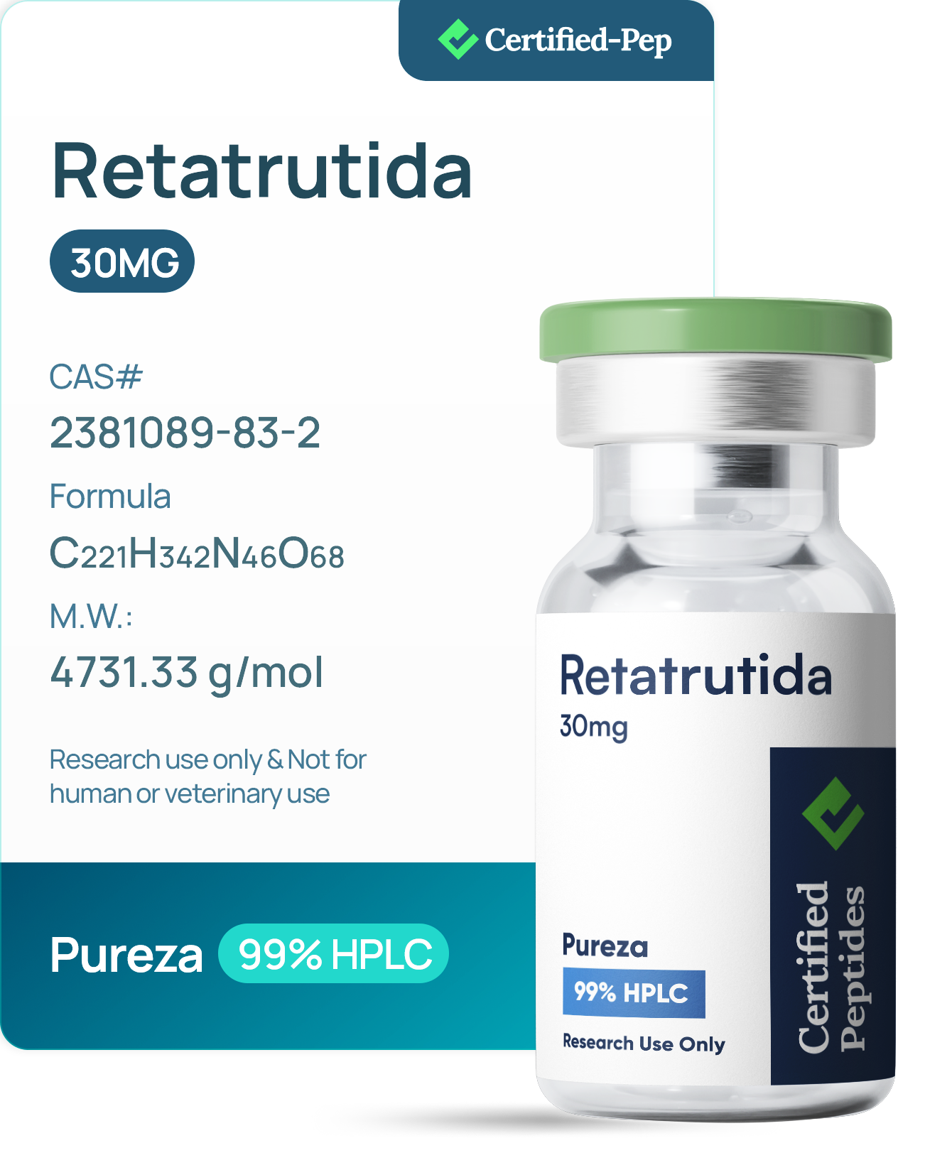 Retatrutida péptido de 30 mg